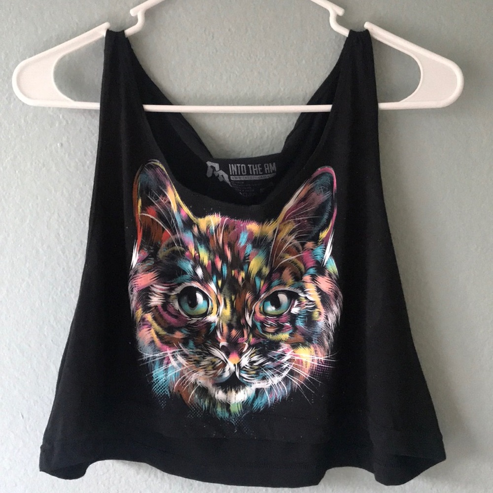 Black cat crop top